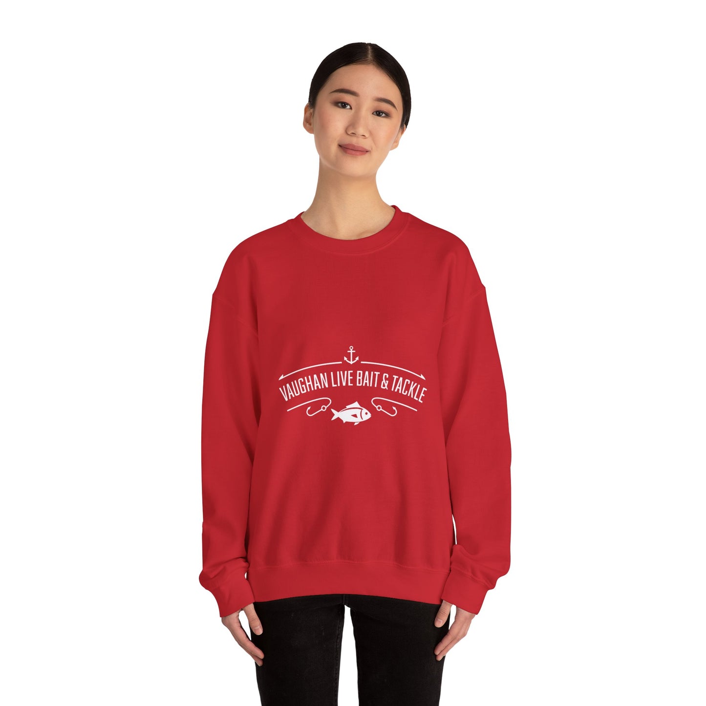 Bait & Tackle Crewneck Sweatshirt — "Vaughan Live Bait & Tackle" Fishing Pullover
