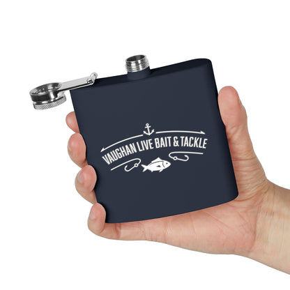 Fishing Flask — "Vaughan Live Bait & Tackle" 6oz Stainless Steel Hip Flask