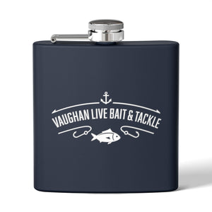 Fishing Flask — "Vaughan Live Bait & Tackle" 6oz Stainless Steel Hip Flask thumbnail 6