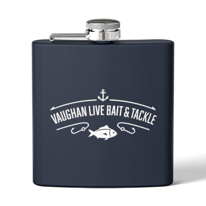 Fishing Flask — "Vaughan Live Bait & Tackle" 6oz Stainless Steel Hip Flask