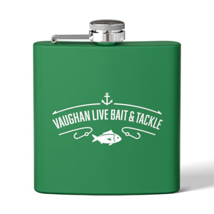 Fishing Flask — "Vaughan Live Bait & Tackle" 6oz Stainless Steel Hip Flask thumbnail 3