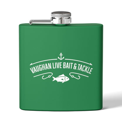 Fishing Flask — "Vaughan Live Bait & Tackle" 6oz Stainless Steel Hip Flask