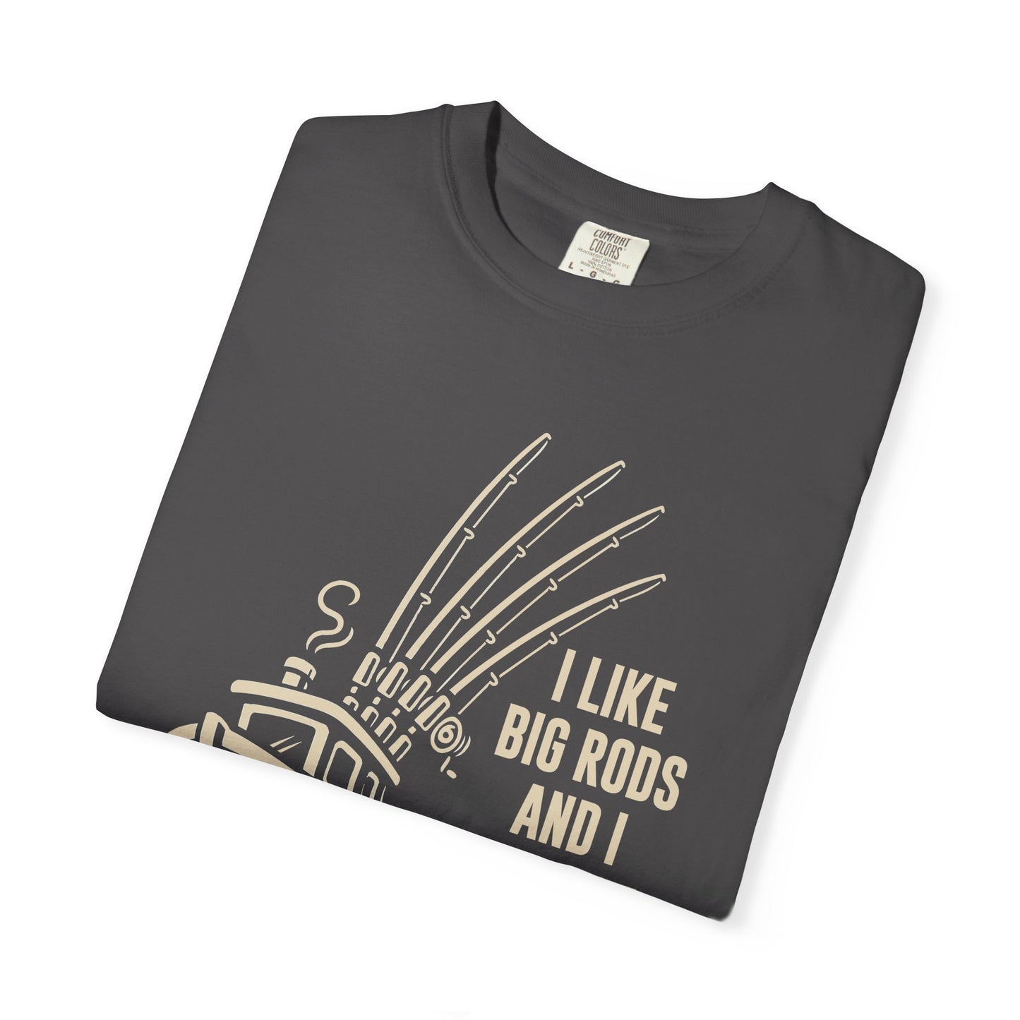 Fishing T-Shirt — "I Like Big Rods and I Cannot Lie" Graphic Tee for Anglers