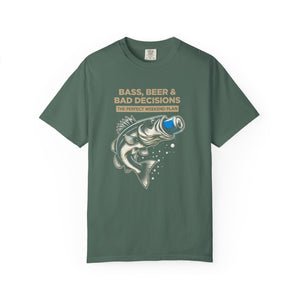 Bass, Beer & Bad Decisions Fishing T-Shirt — Weekend Angler Tee thumbnail 1