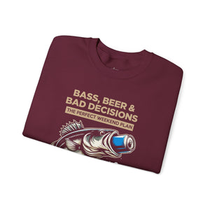 Sweatshirt — "Bass, Beer & Bad Decisions" Fishing Graphic Crewneck thumbnail 12
