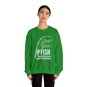 Fishing Sweatshirt — "Reel Girls Fish: Tougher Than the Boys" Crewneck for Women Anglers thumbnail 25