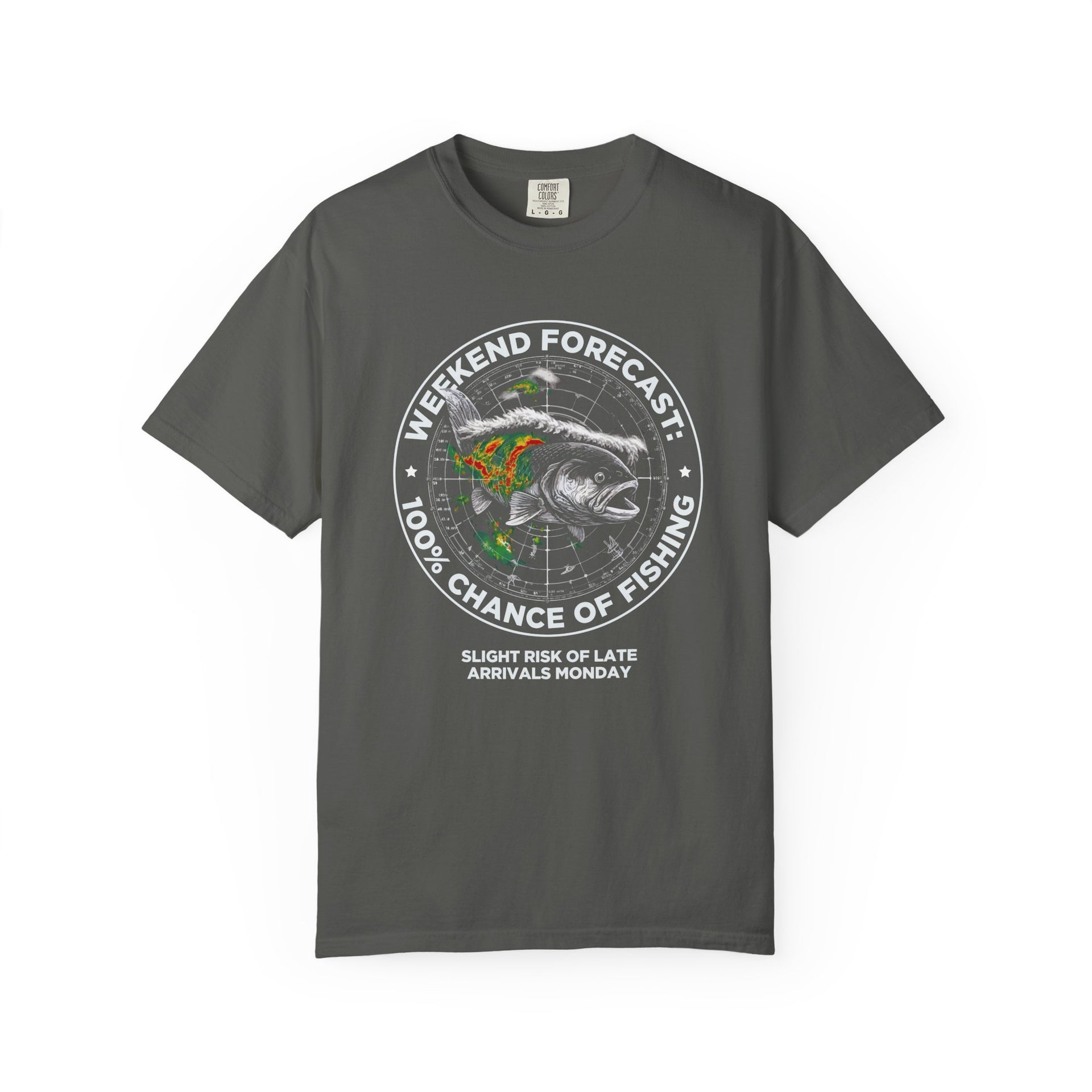 Fishing T-Shirt — "Weekend Forecast: 100% Chance of Fishing" Graphic Tee
