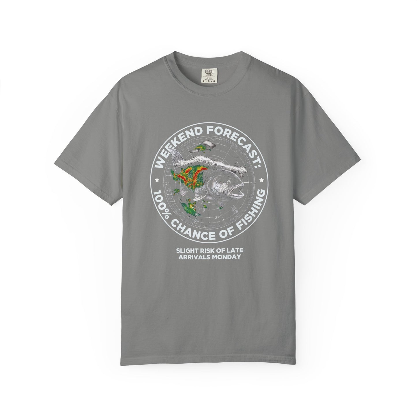 Fishing T-Shirt — "Weekend Forecast: 100% Chance of Fishing" Graphic Tee