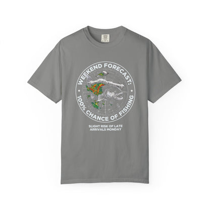 Fishing T-Shirt — "Weekend Forecast: 100% Chance of Fishing" Graphic Tee