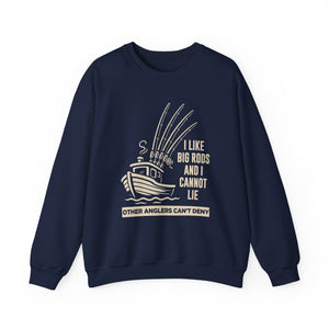 Fishing Sweatshirt – "I Like Big Rods and I Cannot Lie" Angler Crewneck thumbnail 7