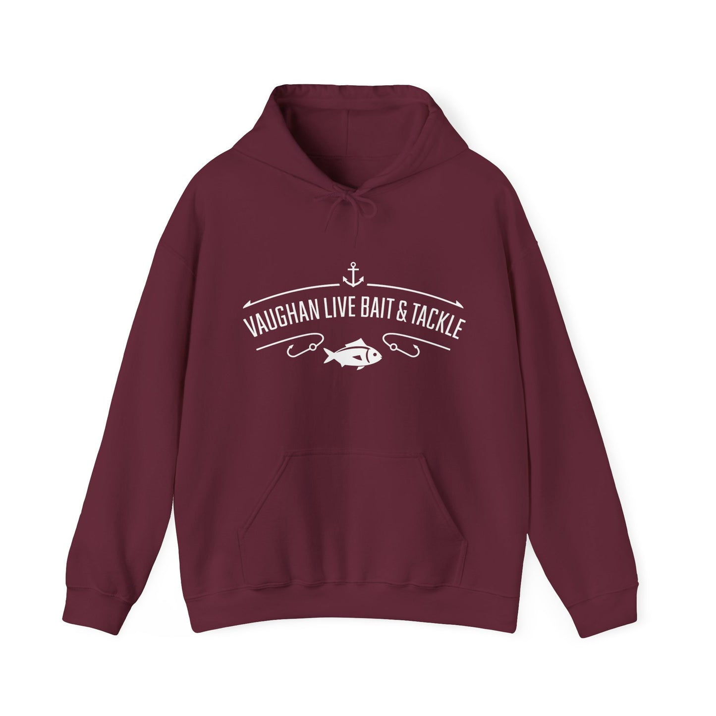 Fishing Hoodie — "Vaughan Live Bait & Tackle" Retro Angler Sweatshirt