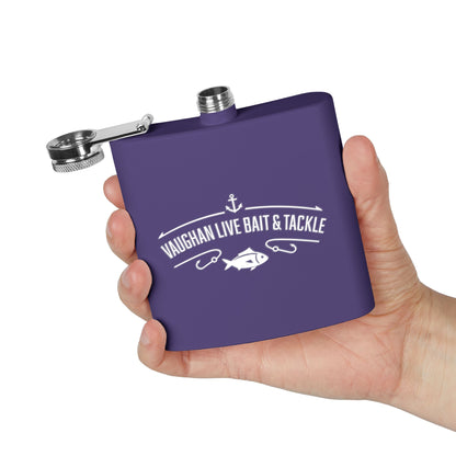 Fishing Flask — "Vaughan Live Bait & Tackle" 6oz Stainless Steel Hip Flask