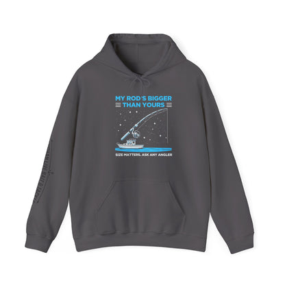 Fishing Hoodie — “My Rod’s Bigger Than Yours” Graphic Sweatshirt