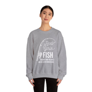 Fishing Sweatshirt — "Reel Girls Fish: Tougher Than the Boys" Crewneck for Women Anglers thumbnail 16