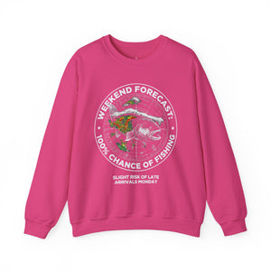 Fishing Crewneck Sweatshirt — “Weekend Forecast: 100% Chance of Fishing” Graphic thumbnail 7