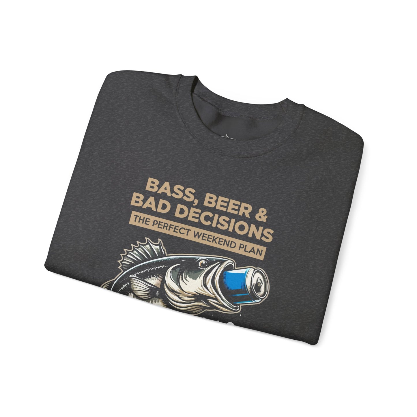 Sweatshirt — "Bass, Beer & Bad Decisions" Fishing Graphic Crewneck