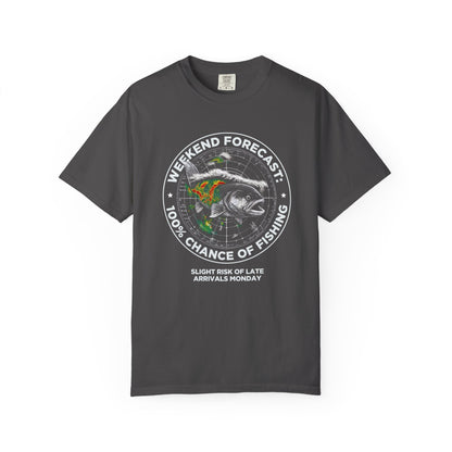 Fishing T-Shirt — "Weekend Forecast: 100% Chance of Fishing" Graphic Tee