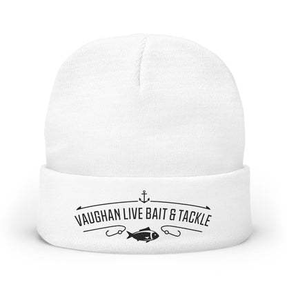 Embroidered 'Vaughan Live Bait & Tackle' Knit Beanie – Fishing Logo Winter Hat