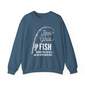 Fishing Sweatshirt — "Reel Girls Fish: Tougher Than the Boys" Crewneck for Women Anglers thumbnail 7
