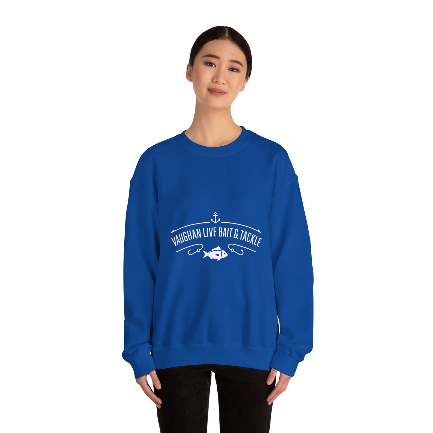 Bait & Tackle Crewneck Sweatshirt — "Vaughan Live Bait & Tackle" Fishing Pullover