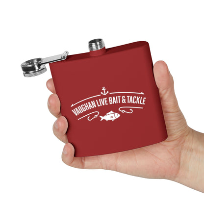 Fishing Flask — "Vaughan Live Bait & Tackle" 6oz Stainless Steel Hip Flask