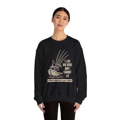 Fishing Sweatshirt – "I Like Big Rods and I Cannot Lie" Angler Crewneck