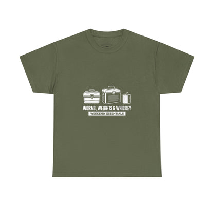 Fishing Weekend Essentials Tee - Worms, Weights & Whiskey