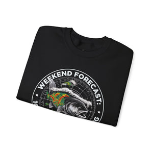 Fishing Crewneck Sweatshirt — “Weekend Forecast: 100% Chance of Fishing” Graphic thumbnail 9