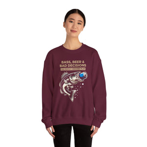 Sweatshirt — "Bass, Beer & Bad Decisions" Fishing Graphic Crewneck thumbnail 13