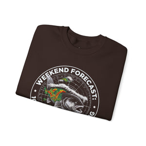 Fishing Crewneck Sweatshirt — “Weekend Forecast: 100% Chance of Fishing” Graphic thumbnail 12
