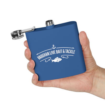 Fishing Flask — "Vaughan Live Bait & Tackle" 6oz Stainless Steel Hip Flask