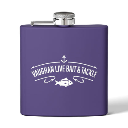 Fishing Flask — "Vaughan Live Bait & Tackle" 6oz Stainless Steel Hip Flask