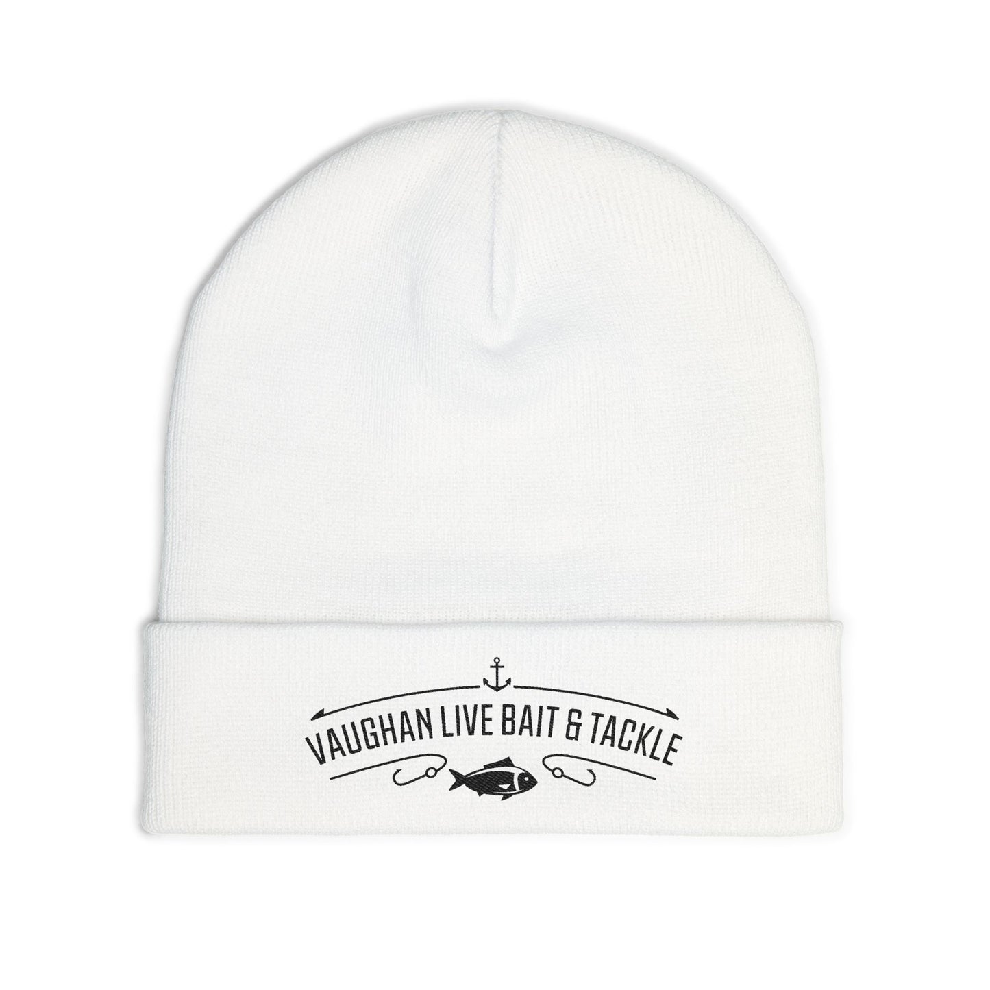 Embroidered 'Vaughan Live Bait & Tackle' Knit Beanie – Fishing Logo Winter Hat