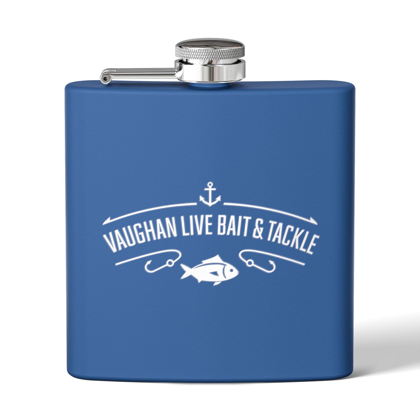Fishing Flask — "Vaughan Live Bait & Tackle" 6oz Stainless Steel Hip Flask