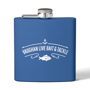 Fishing Flask — "Vaughan Live Bait & Tackle" 6oz Stainless Steel Hip Flask thumbnail 5