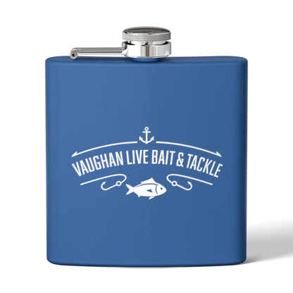Fishing Flask — "Vaughan Live Bait & Tackle" 6oz Stainless Steel Hip Flask