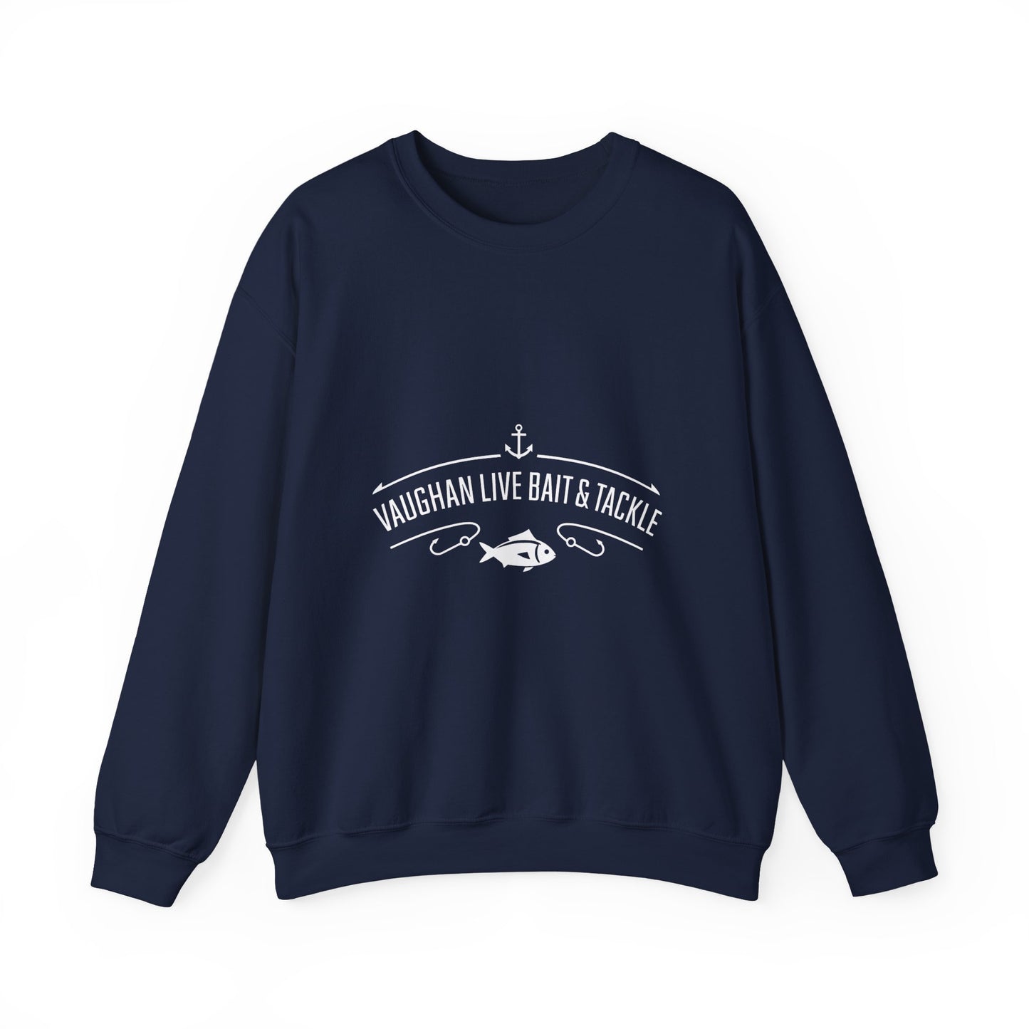 Bait & Tackle Crewneck Sweatshirt — "Vaughan Live Bait & Tackle" Fishing Pullover