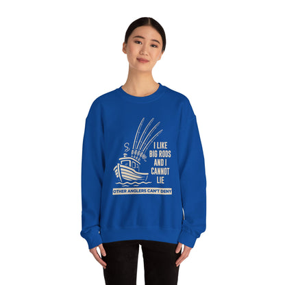 Fishing Sweatshirt – "I Like Big Rods and I Cannot Lie" Angler Crewneck
