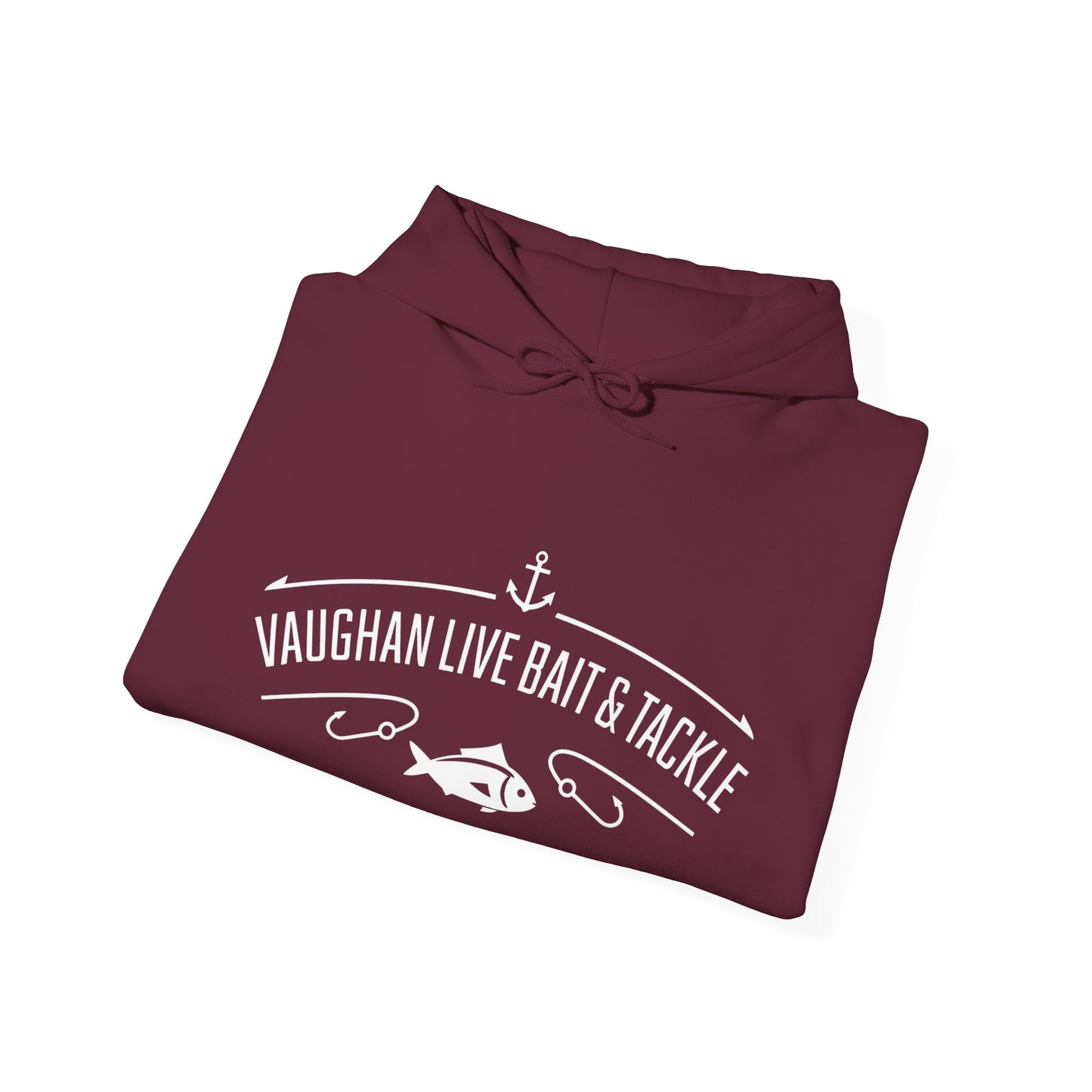 Fishing Hoodie — "Vaughan Live Bait & Tackle" Retro Angler Sweatshirt