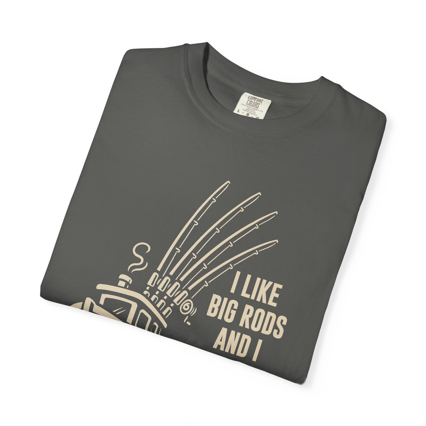 Fishing T-Shirt — "I Like Big Rods and I Cannot Lie" Graphic Tee for Anglers