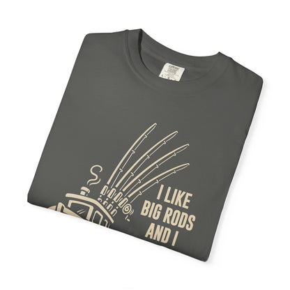 Fishing T-Shirt — "I Like Big Rods and I Cannot Lie" Graphic Tee for Anglers