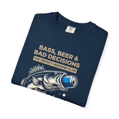 Bass, Beer & Bad Decisions Fishing T-Shirt — Weekend Angler Tee