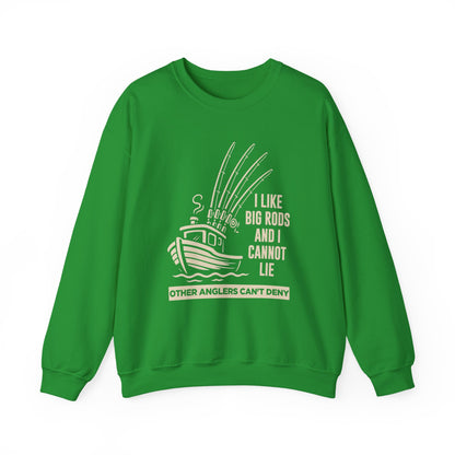 Fishing Sweatshirt – "I Like Big Rods and I Cannot Lie" Angler Crewneck