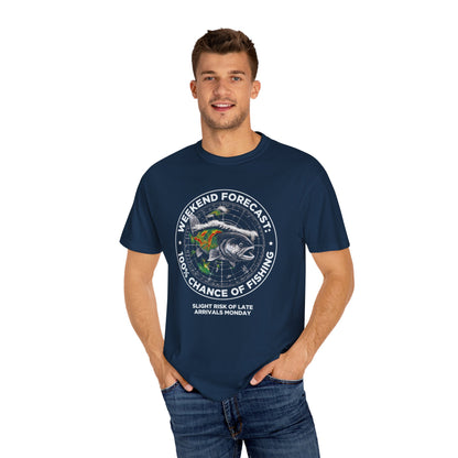 Fishing T-Shirt — "Weekend Forecast: 100% Chance of Fishing" Graphic Tee