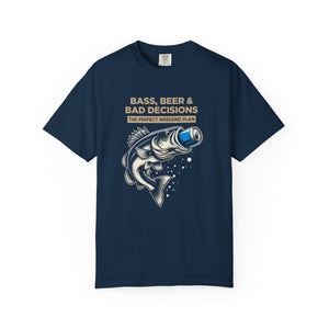 Bass, Beer & Bad Decisions Fishing T-Shirt — Weekend Angler Tee thumbnail 2