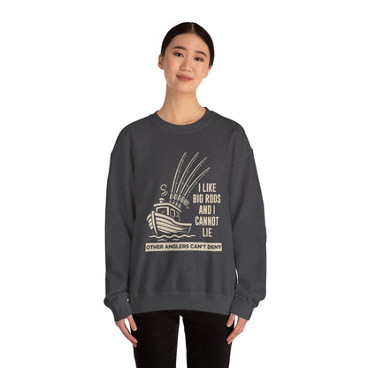 Fishing Sweatshirt – "I Like Big Rods and I Cannot Lie" Angler Crewneck