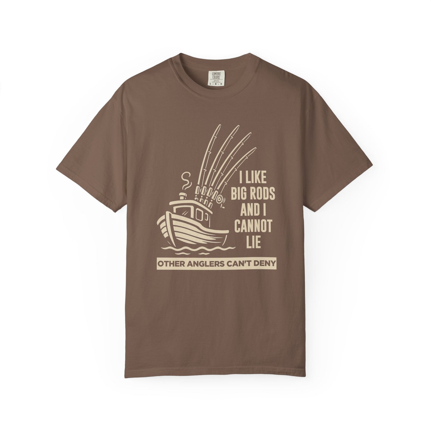 Fishing T-Shirt — "I Like Big Rods and I Cannot Lie" Graphic Tee for Anglers