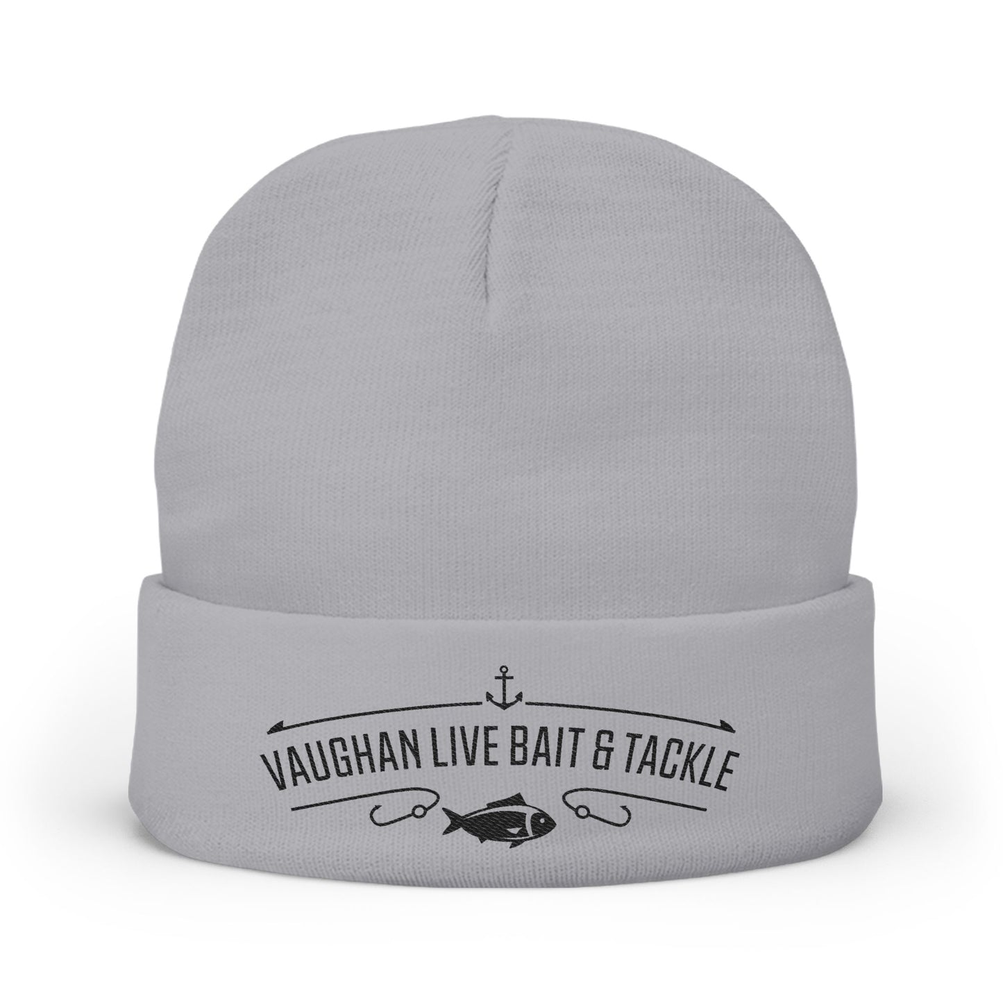 Embroidered 'Vaughan Live Bait & Tackle' Knit Beanie – Fishing Logo Winter Hat