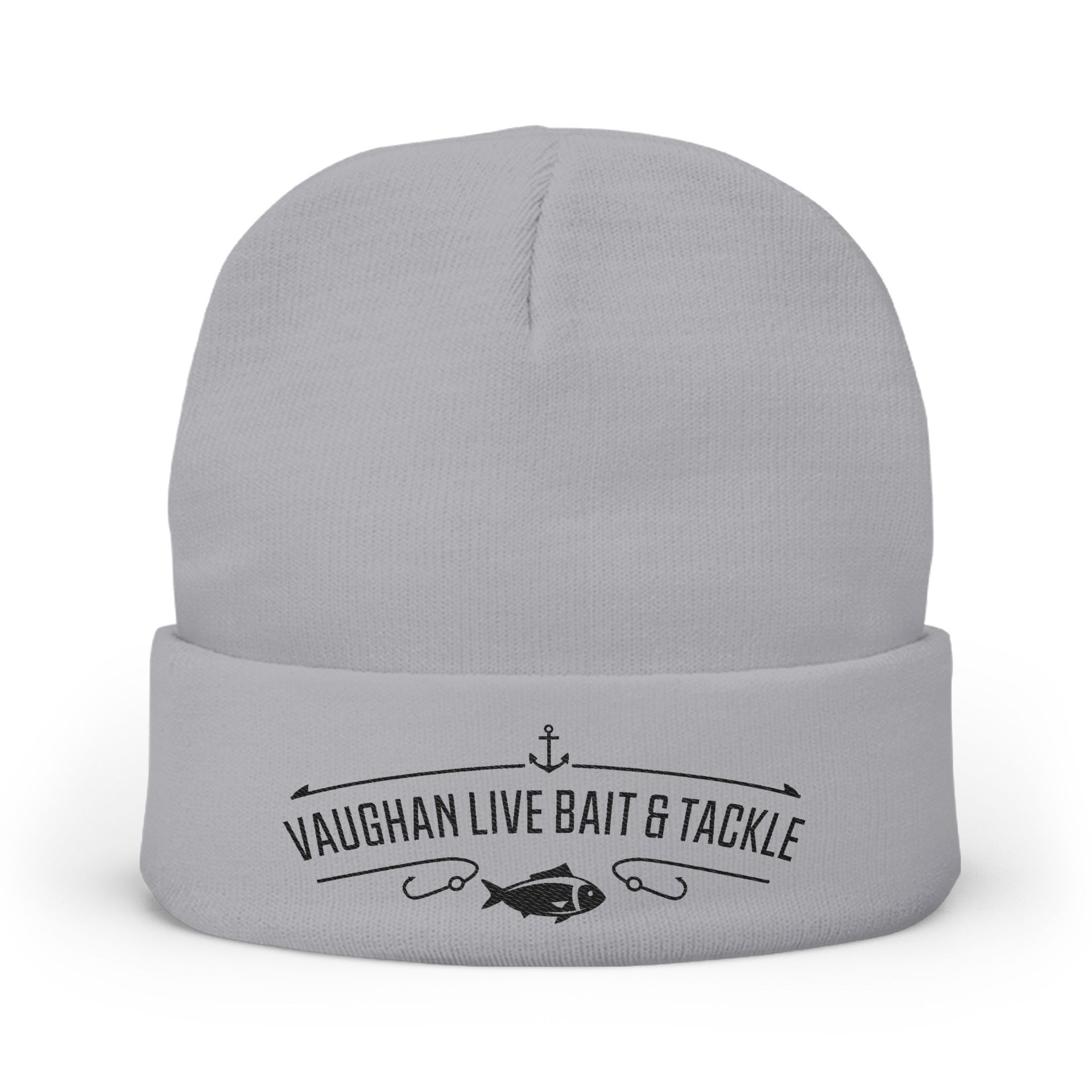 Embroidered 'Vaughan Live Bait & Tackle' Knit Beanie – Fishing Logo Winter Hat