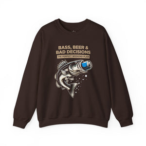 Sweatshirt — "Bass, Beer & Bad Decisions" Fishing Graphic Crewneck thumbnail 3